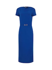 Long Tall Sally Blue Belted Slash Neck Dress - Image 5 of 5