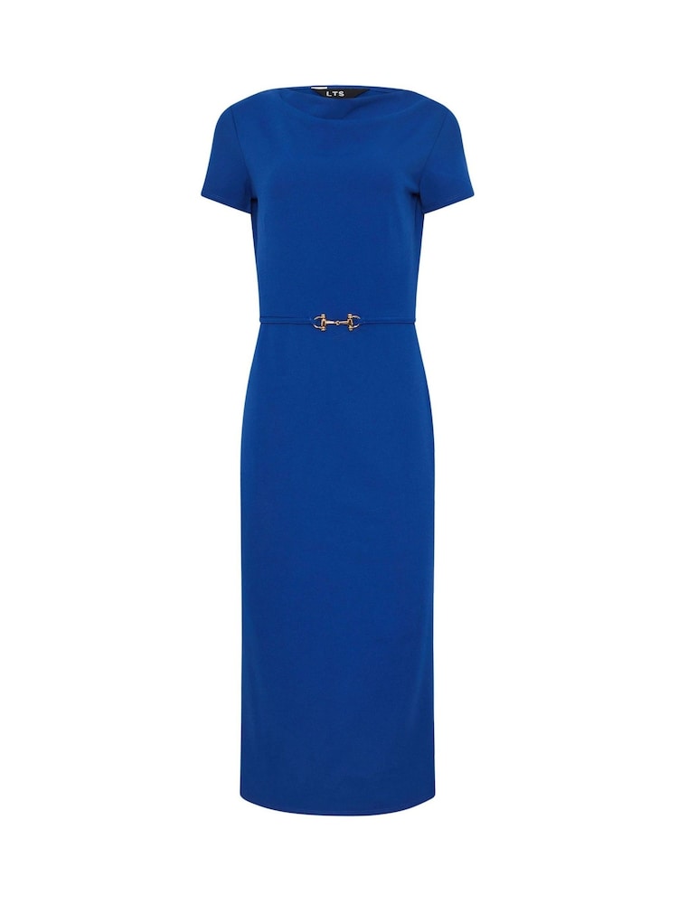 Long Tall Sally Blue Belted Slash Neck Dress - Image 5 of 5