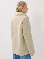 Long Tall Sally Cream Borg Button Through Jacket - Image 3 of 5