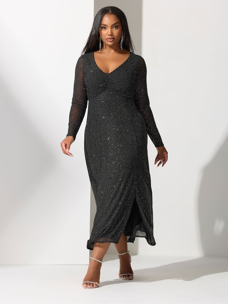 Yours Curve London Glitter Gathered Dress - Slika 1 iz 5