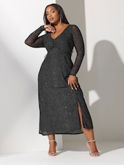 Yours Curve London Glitter Gathered Dress - Slika 4 iz 5