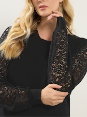 Long Tall Sally Black Lace Sleeve Jumper - Image 4 of 5