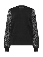 Long Tall Sally Black Lace Sleeve Jumper - Image 5 of 5