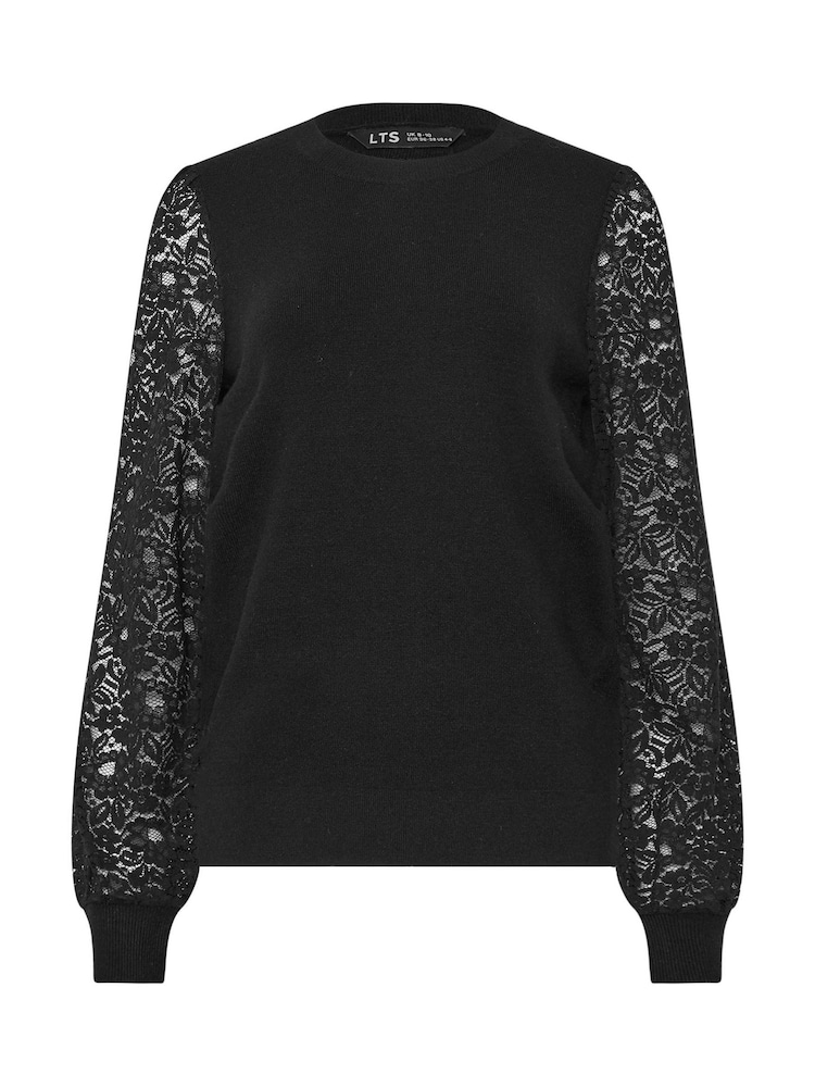 Long Tall Sally Black Lace Sleeve Jumper - Image 5 of 5