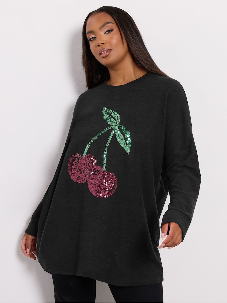 Yours Curve Black Cherry Jumper - Image 1 of 5