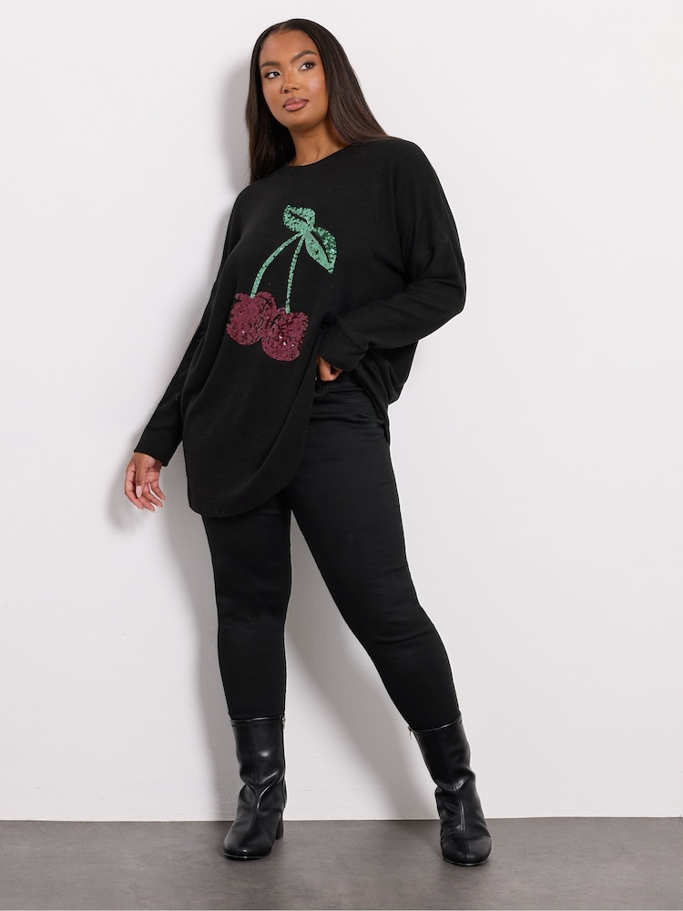 Yours Curve Black Cherry Jumper - Image 2 of 5