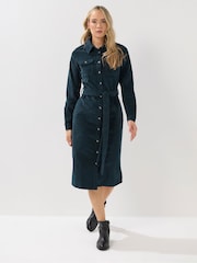 Long Tall Sally Green Cord Shirt Dress - Image 1 of 5