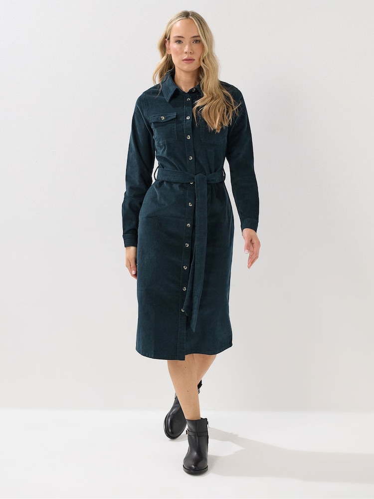 Long Tall Sally Green Cord Shirt Dress - Image 1 of 5 Long Tall Sally Green Cord Shirt Dress - Image 1 of 5