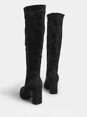 Yours Curve Black Extra-Wide Fit Heeled Micro Knee High Boots - Image 3 of 3