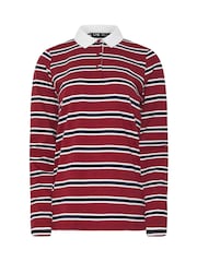 Long Tall Sally Red Stripe Jersey Polo Top - Image 5 of 5