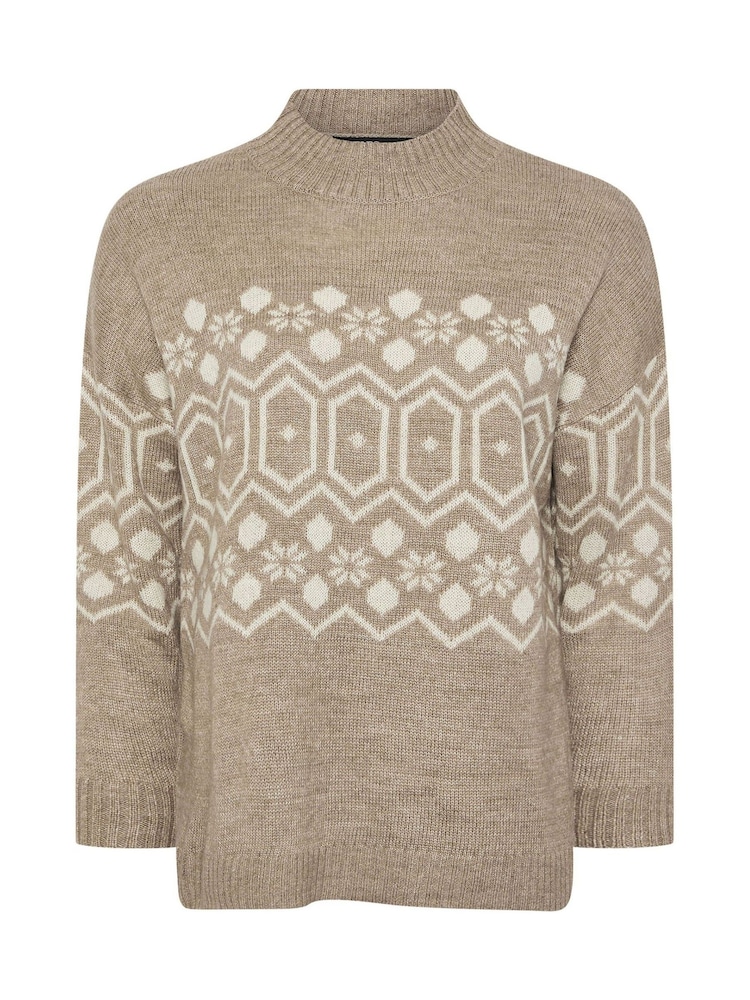 Yours Curve Natural Fairisle Pattern Tunic Jumper - Image 5 of 5