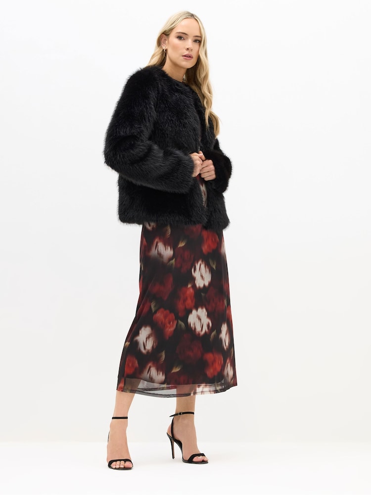 Long Tall Sally Black Faux Fur Jacket - Image 2 of 5 Long Tall Sally Black Faux Fur Jacket - Image 2 of 5