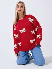 Yours Curve Natural Limited Bow Jumper - Image 1 of 5