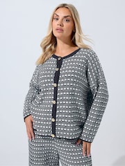 Yours Curve Blue Limited Boucle Cardigan - Image 1 of 5