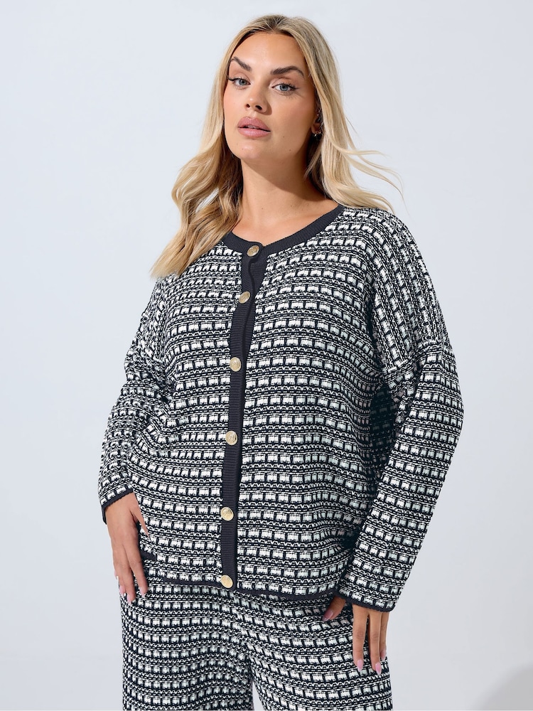 Yours Curve Blue Limited Boucle Cardigan - Image 1 of 5