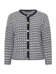 Yours Curve Blue Limited Boucle Cardigan - Image 4 of 5