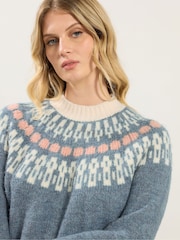 Long Tall Sally Blue Fairisle Jumper - Image 4 of 5