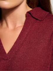 Long Tall Sally Red Collar Ladder Trim Jumper - Image 4 of 5