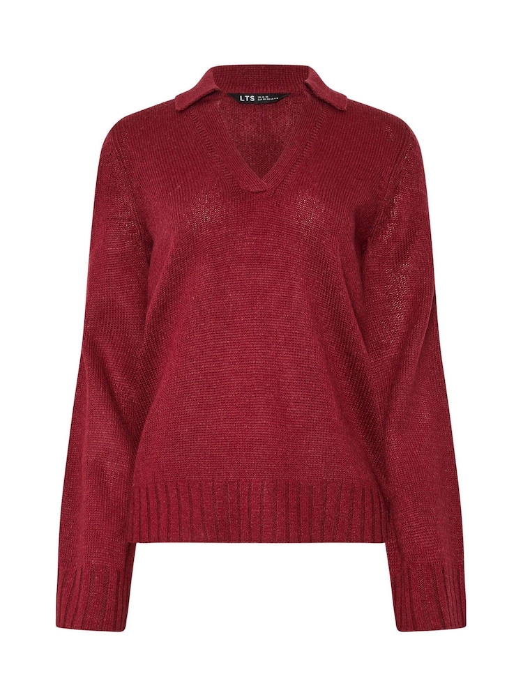 Long Tall Sally Red Collar Ladder Trim Jumper - Image 5 of 5