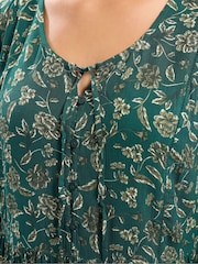 Yours Curve Green Tie Neck Blouse - Image 4 of 5