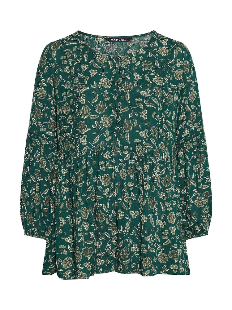 Yours Curve Green Tie Neck Blouse - Image 5 of 5