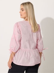 Yours Curve Pink Limited Metallic Collar Top - Image 4 of 6