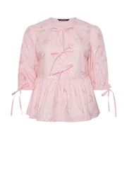 Yours Curve Pink Limited Metallic Collar Top - Image 6 of 6
