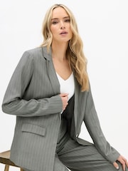 Long Tall Sally Grey Pinstripe Blazer - Image 4 of 9