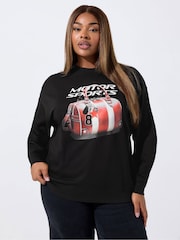Yours Curve Black Limited Motor Sports Bag Sweatshirt - Image 1 of 5