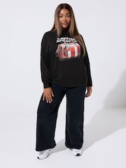 Yours Curve Black Limited Motor Sports Bag Sweatshirt - Image 3 of 5