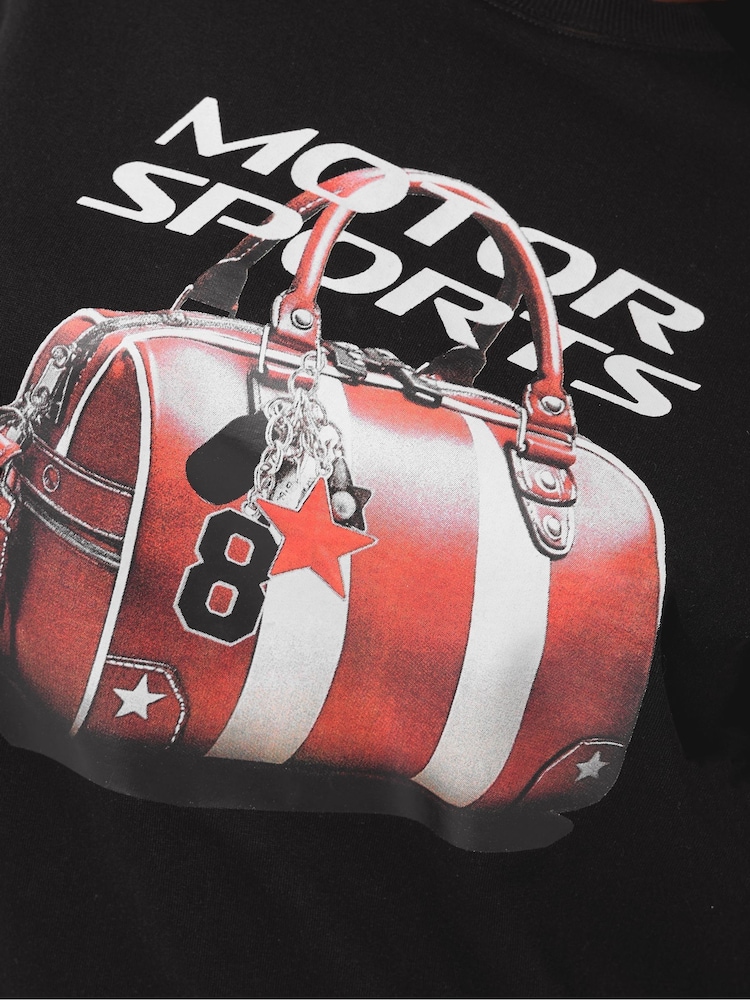 Yours Curve Black Limited Motor Sports Bag Sweatshirt - Image 5 of 5