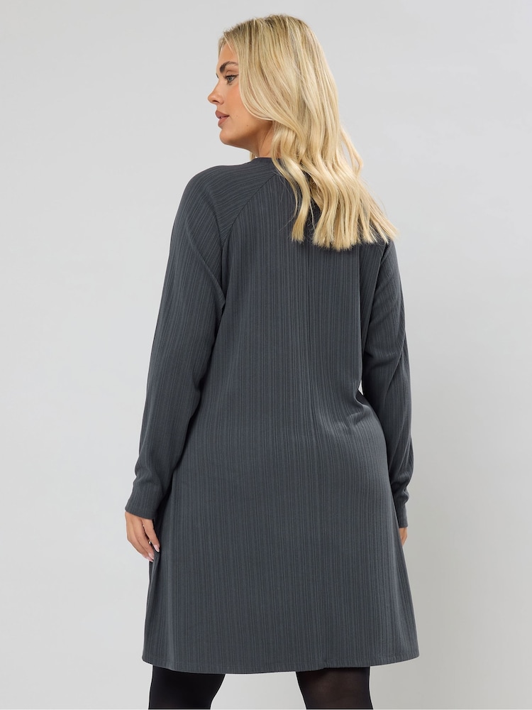 Yours Curve Grey Military Varigated Ribbed Tunic Dress - Image 5 of 5