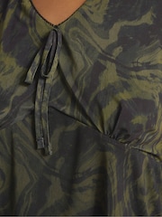 Yours Curve Black Mesh V-Neck Swirl Top - Image 5 of 6
