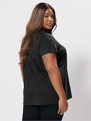 Yours Curve Black Placement Core T-Shirt - Image 2 of 5