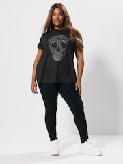 Yours Curve Black Placement Core T-Shirt - Image 3 of 5