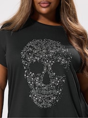 Yours Curve Black Placement Core T-Shirt - Image 4 of 5