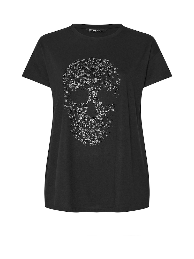 Yours Curve Black Placement Core T-Shirt - Image 5 of 5