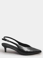 Preto - Sapatos Long Tall Sally V Cut Kitten Slingback heels - Imagem 1 de 7