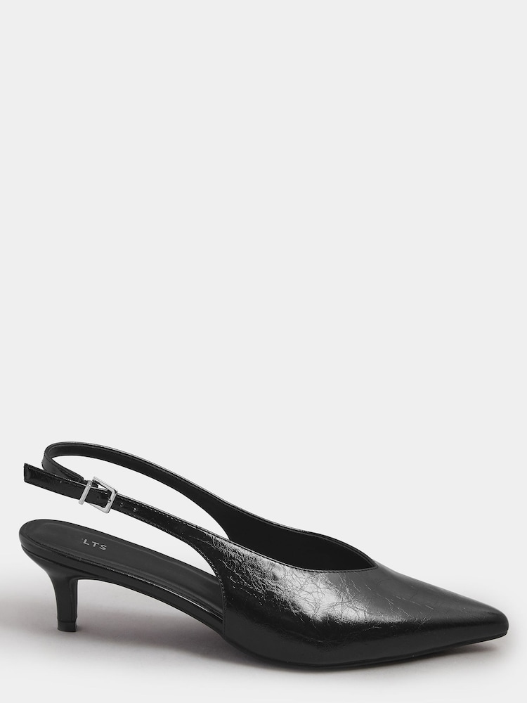 Preto - Sapatos Long Tall Sally V Cut Kitten Slingback heels - Imagem 1 de 7