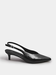 Preto - Sapatos Long Tall Sally V Cut Kitten Slingback heels - Imagem 3 de 7