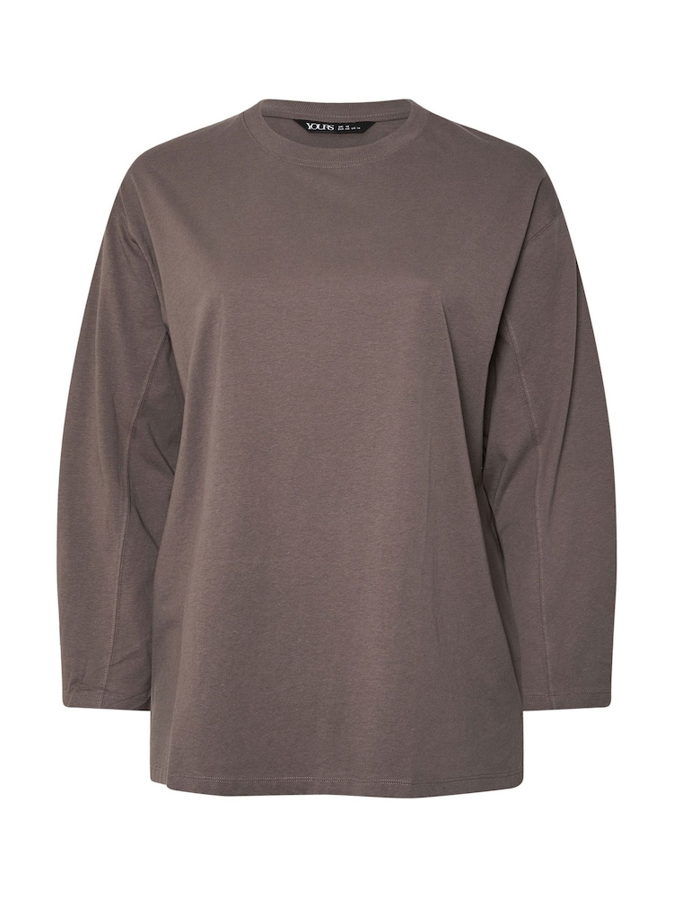 Yours Curve Brown Seam Detail Skater Top - Image 5 of 5