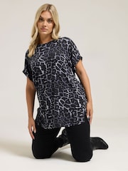 Yours Curve Grey Raglan T-Shirt - Image 1 of 5
