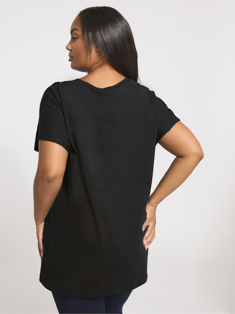 Yours Curve Black Triple Heart Logo Top - Image 2 of 5 Yours Curve Black Triple Heart Logo Top - Image 2 of 5