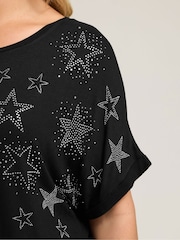 Yours Curve Black Star Hot Fix Grown On T-Shirt - Image 4 of 5