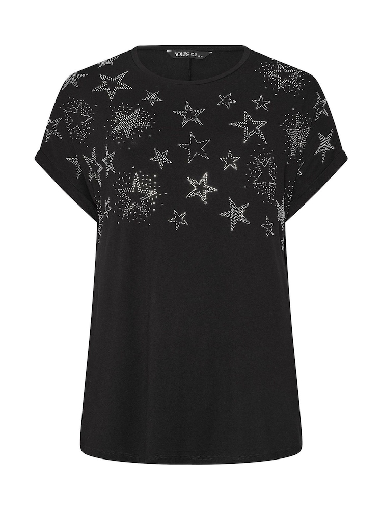 Yours Curve Black Star Hot Fix Grown On T-Shirt - Image 5 of 5