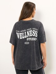 Yours Curve Black Wellness Studio T-Shirt - Image 2 of 5