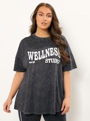 Yours Curve Black Wellness Studio T-Shirt - Image 3 of 5
