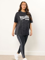 Yours Curve Black Wellness Studio T-Shirt - Image 4 of 5