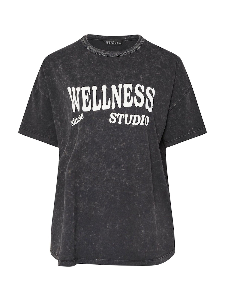 Yours Curve Black Wellness Studio T-Shirt - Image 5 of 5