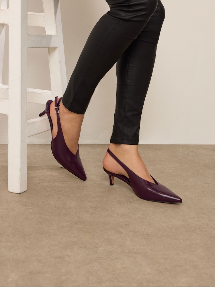 Vermelho - Sapatos Long Tall Sally V Cut Kitten Slingback heels - Imagem 1 de 6